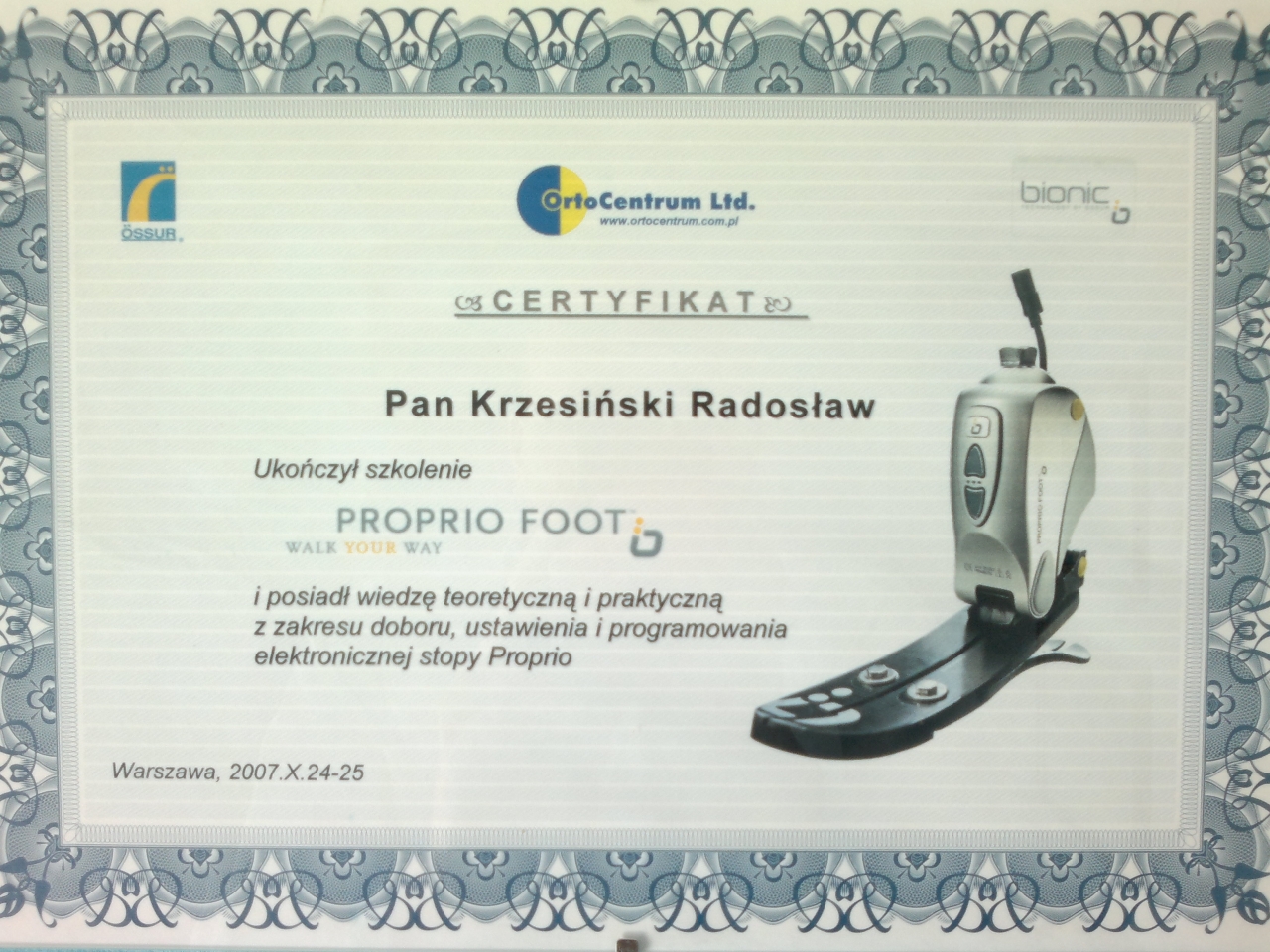 Ukończenie szkolenia Proprio Foot w Warszawie